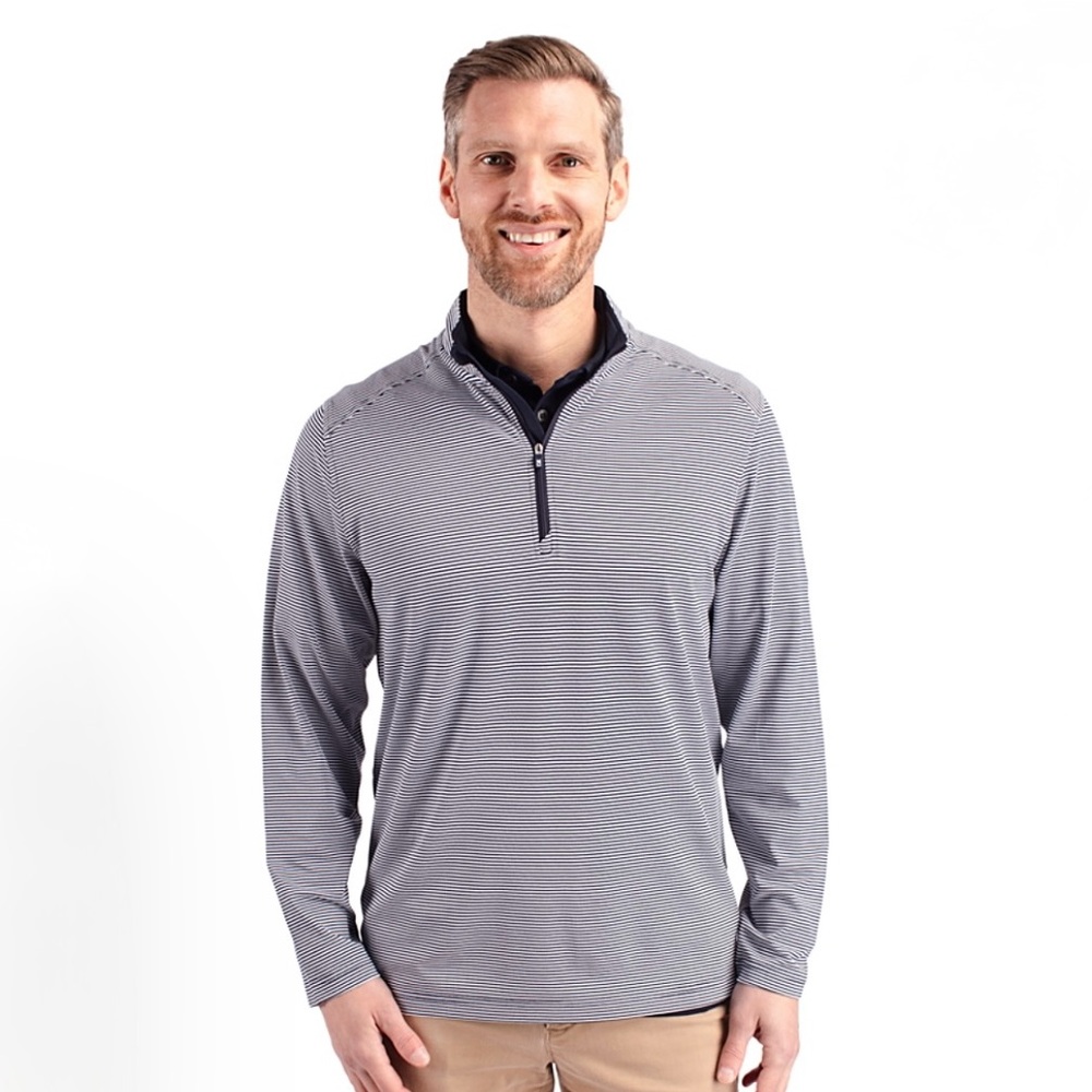 Cutter & Buck Virtue Eco Pique Striped Quarter Zip